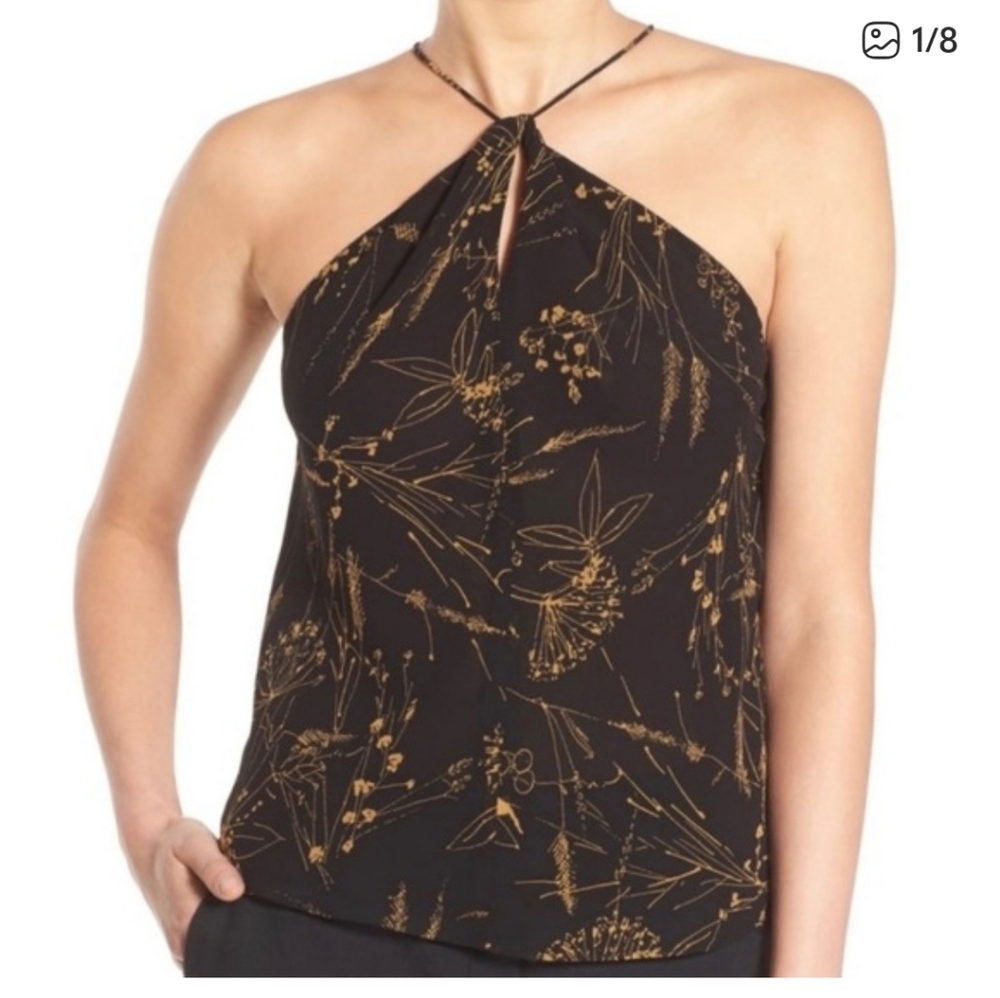 Elegant Black and Gold Floral Tank Top